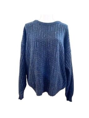 Haggar City Casuals Sweater Mens XL Blue Wool Blend Italy Vintage Grandpa Core